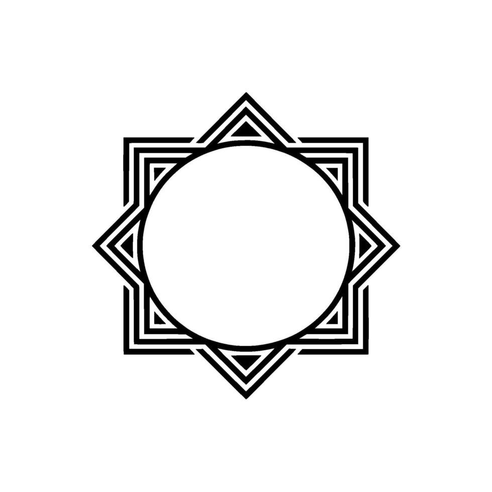 Geometric Starburst Frame, Black and White Minimalist 1 vector