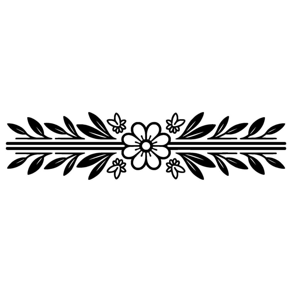 Elegant Floral Border, Black White , Minimalist Element vector