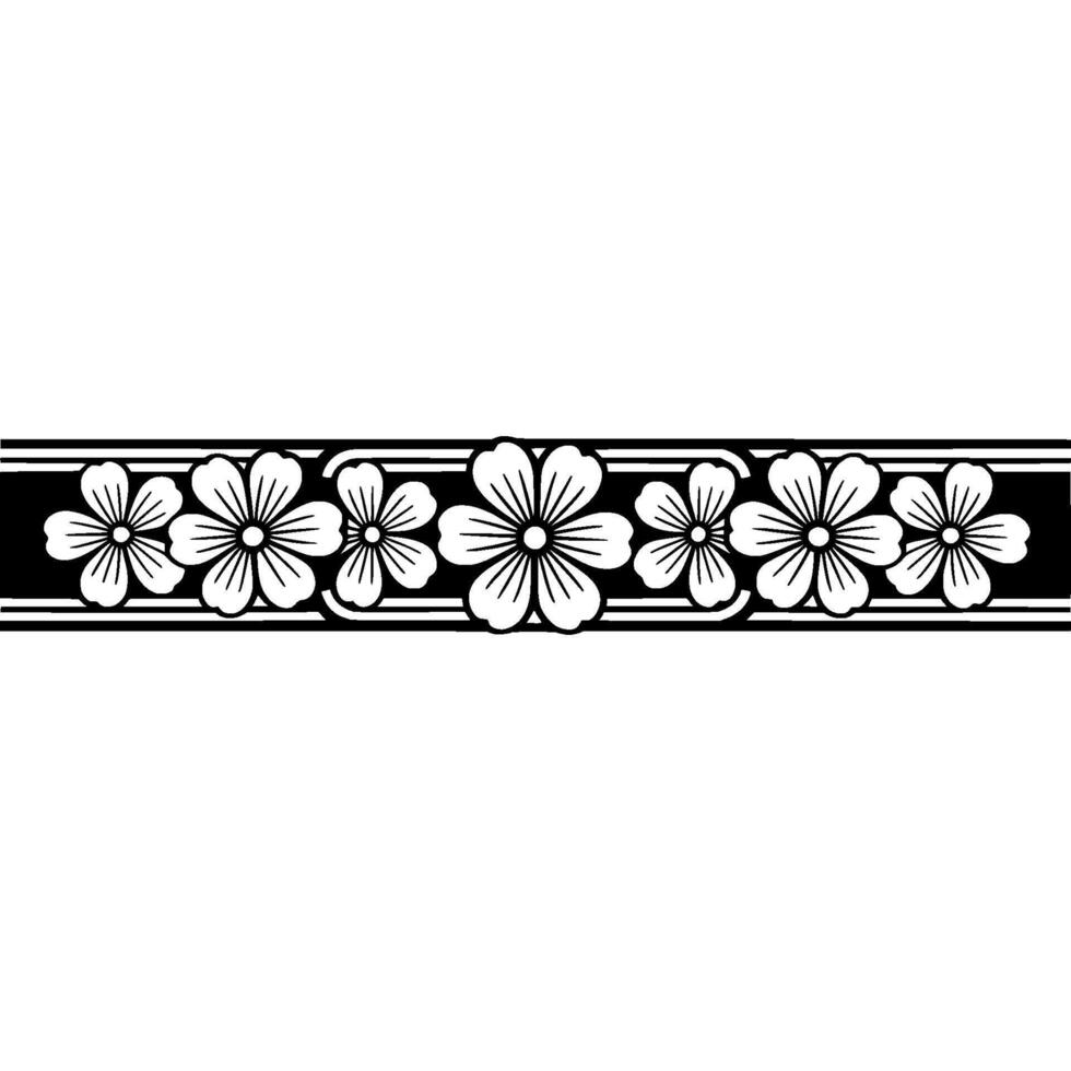 Floral Pattern Border Black and White Elegant vector