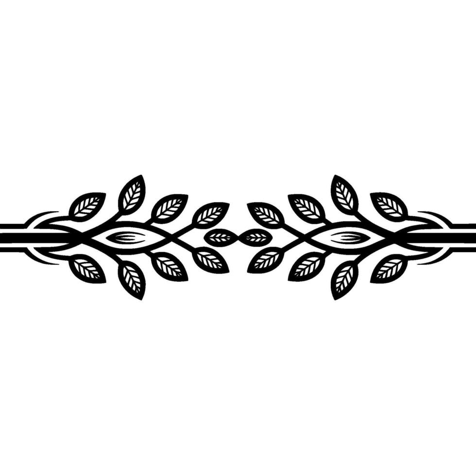 Minimalist Foliage Ornament, Black and White, Floral vector