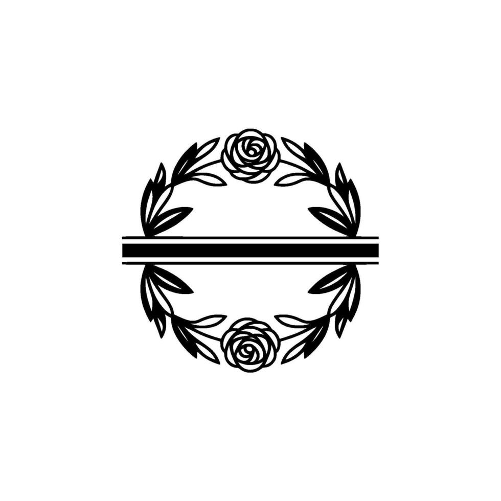 Elegant Black Floral Crest Monogram on White Background vector