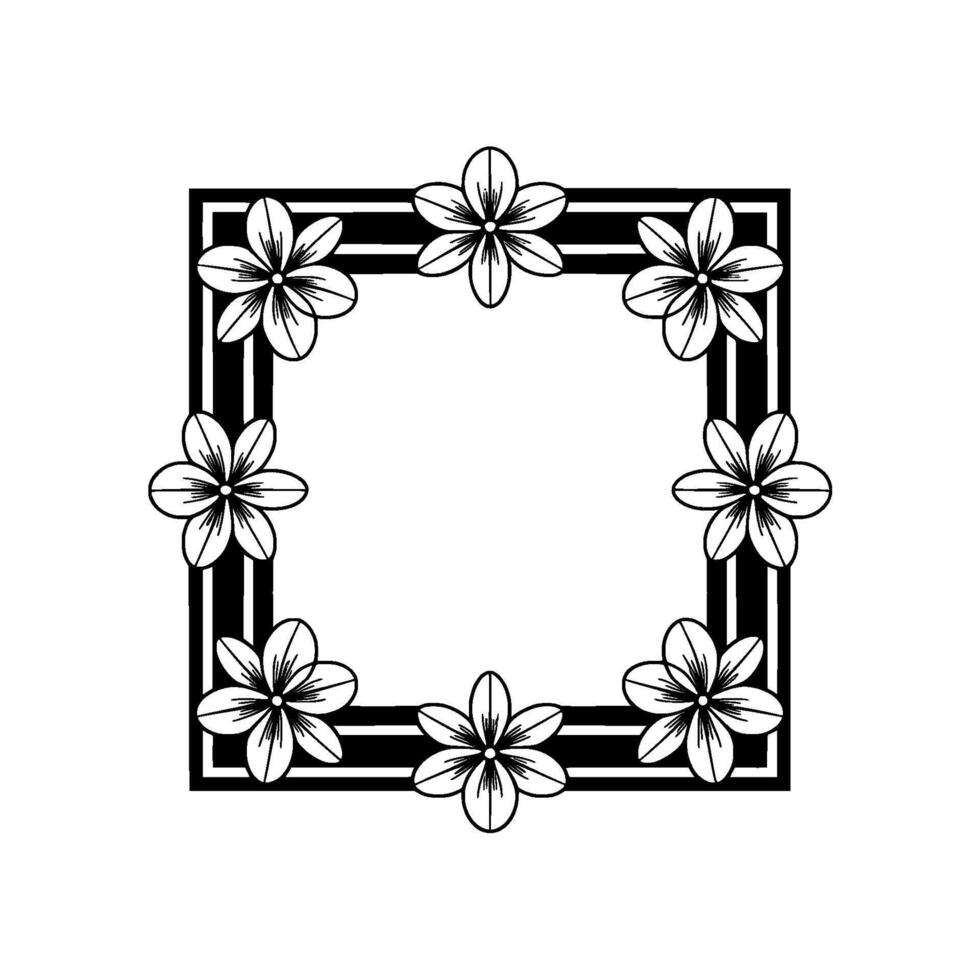 Floral Frame , Minimalist Black and White vector