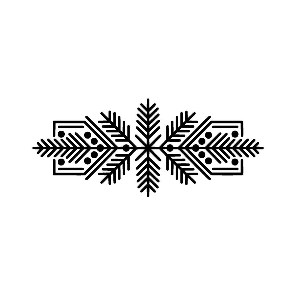 Minimalist Black White Winter Snowflake on White Background vector