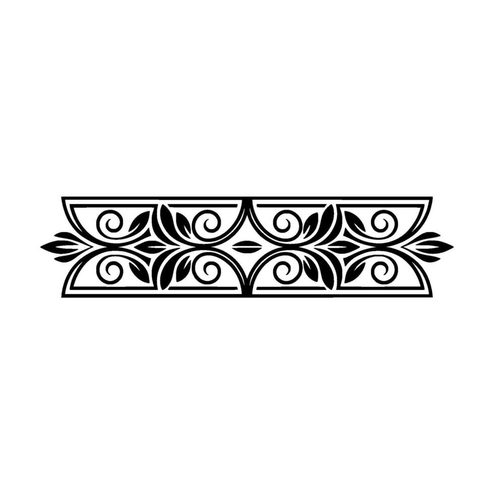 Elegant Black Floral Border Element on White Background 4 vector