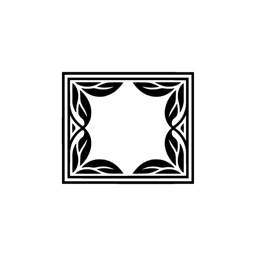 Elegant Black Leaf Frame on White, Minimalist Floral vector