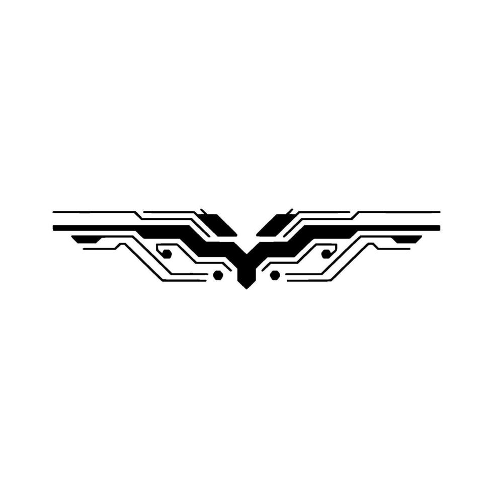 Techy Wing Abstract Circuitry Element on White vector