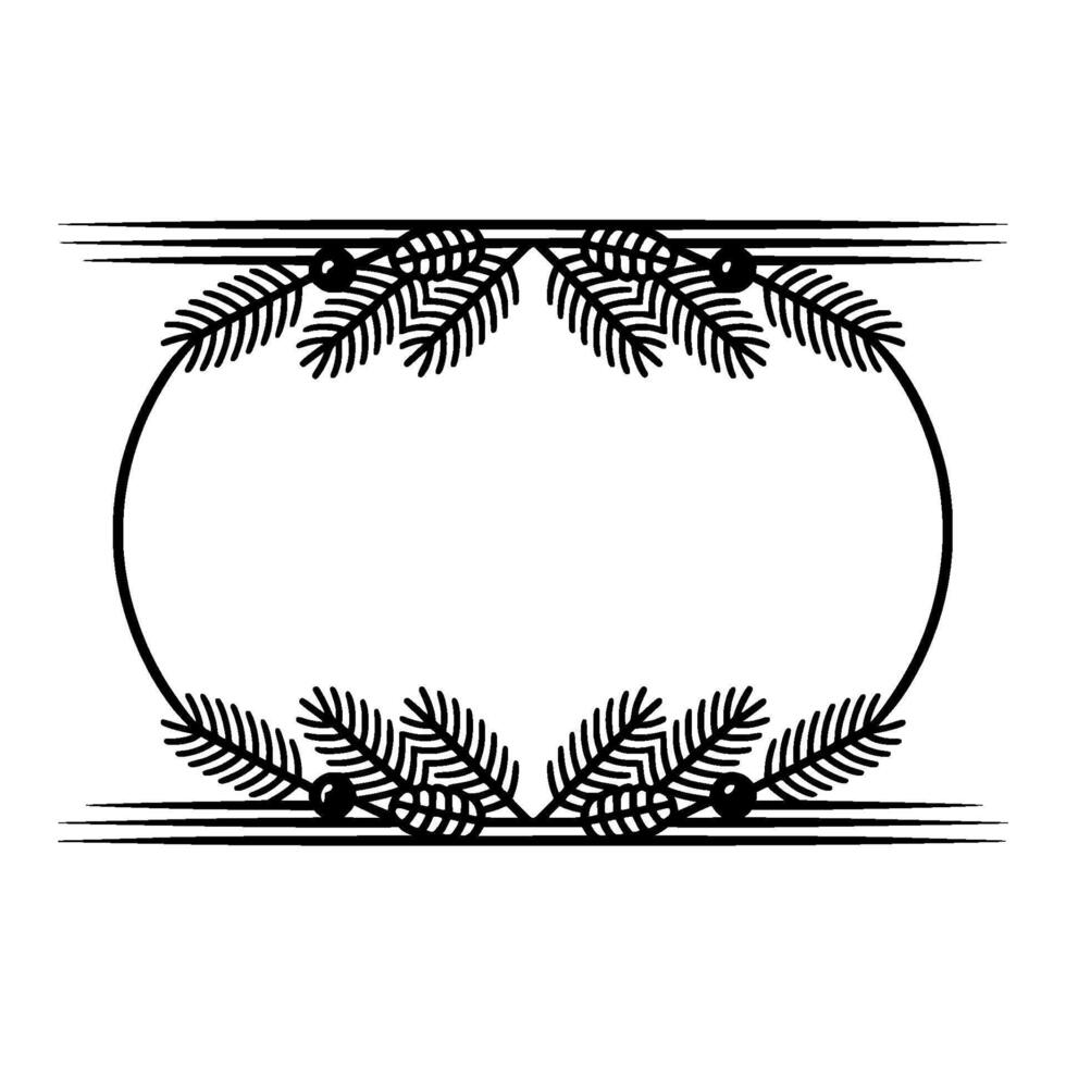 Minimalist Christmas Frame with Pine Branches and Berries vector