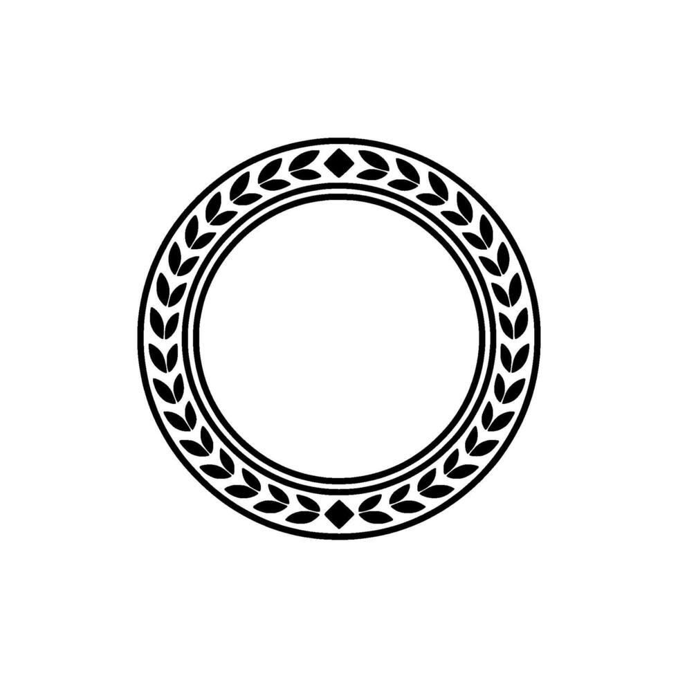Elegant Laurel Wreath Frame, Minimalist , Black on White, , Emblem vector