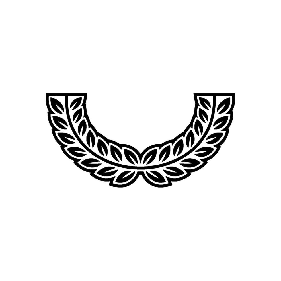 Black White Laurel Wreath , Minimalist , Decorative Emblem vector