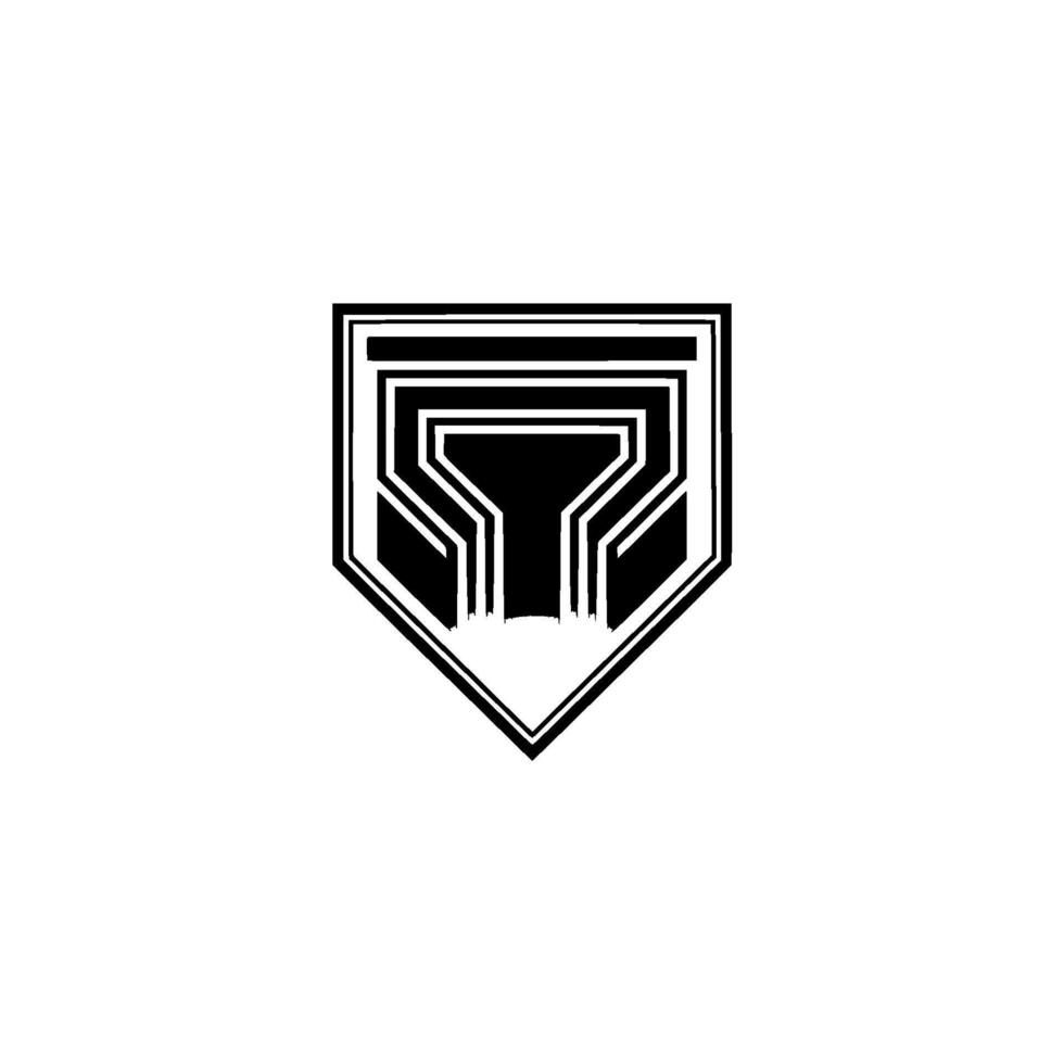 Geometric Shield , Modern Minimalist in Black and White vector