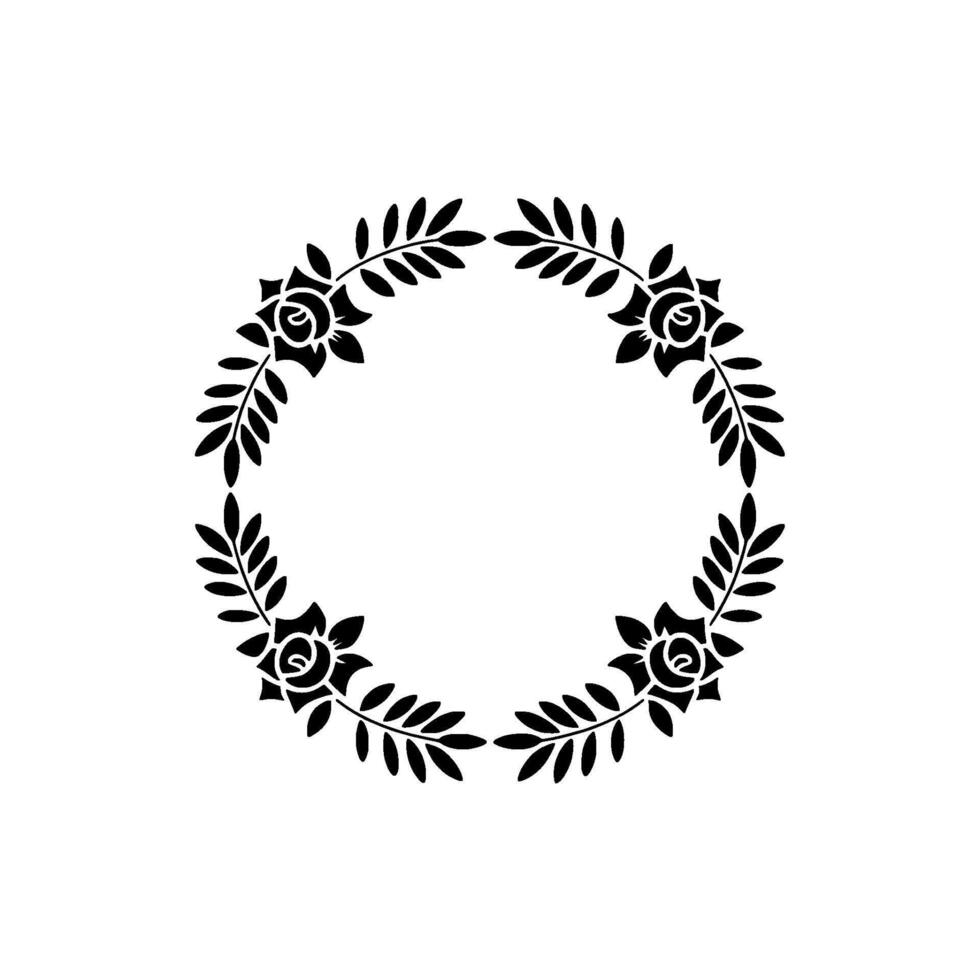 Elegant Black Floral Wreath on White Background 1 vector