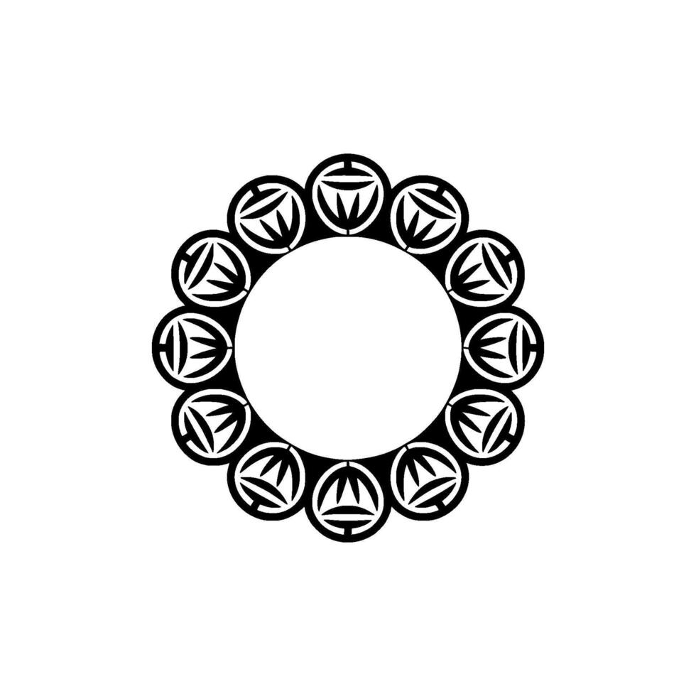 Geometric Black White Floral Circular , Minimalist vector