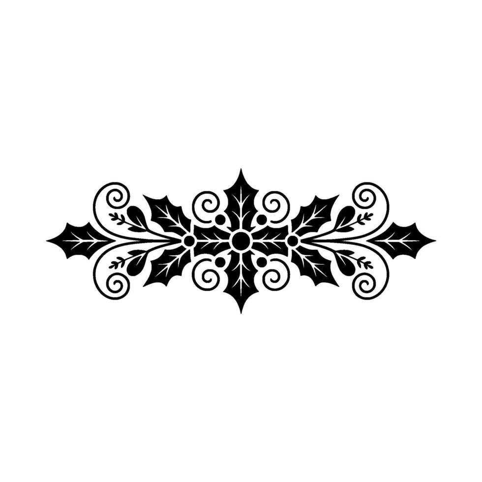 Elegant Black and Red Holly Border on White Background vector