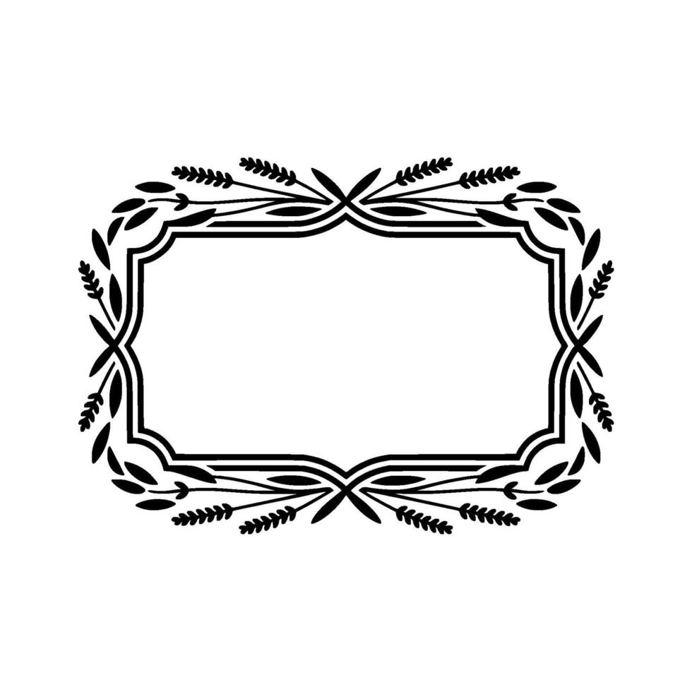 Elegant Black White Floral Frame Template Blank Space for vector