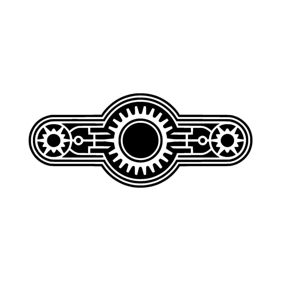 Modern Gear Mechanism Minimalist Black and White vector