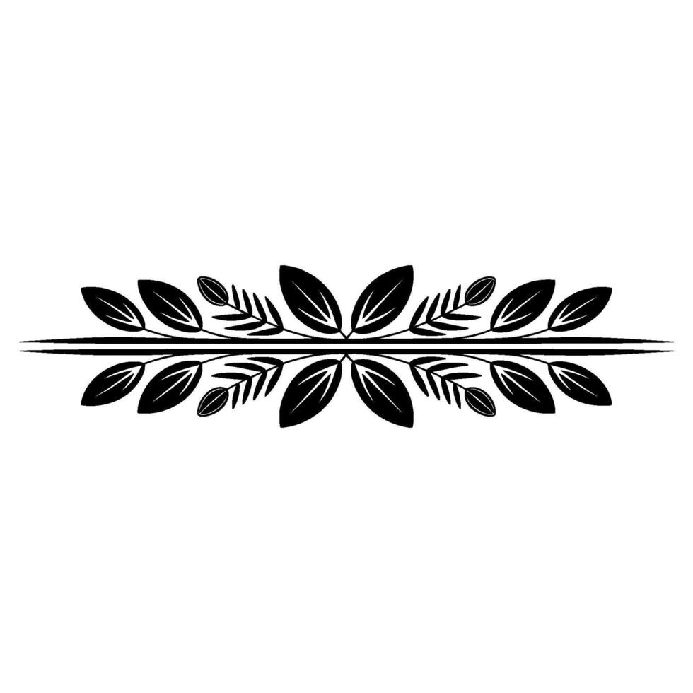 Minimalist Leaf Border , Black Floral , Elegant Decorative Element vector