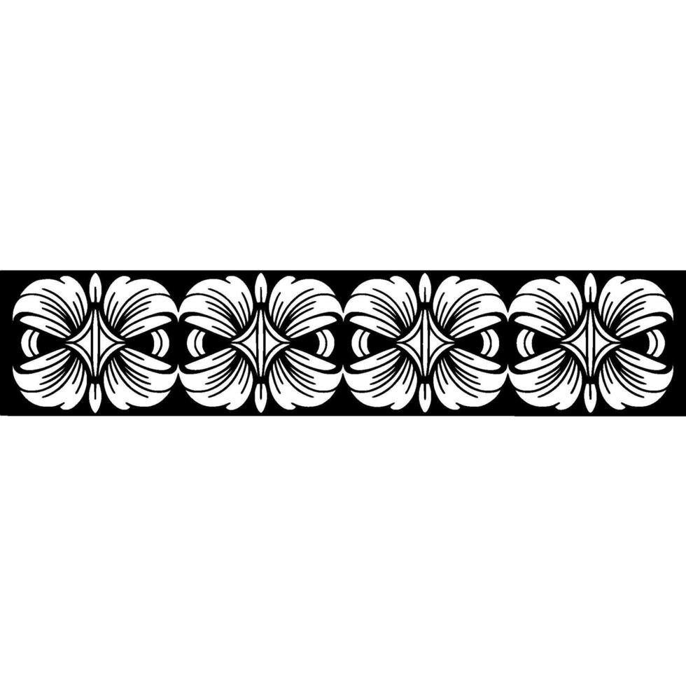 Elegant Floral Border Ornament in Black White Element vector