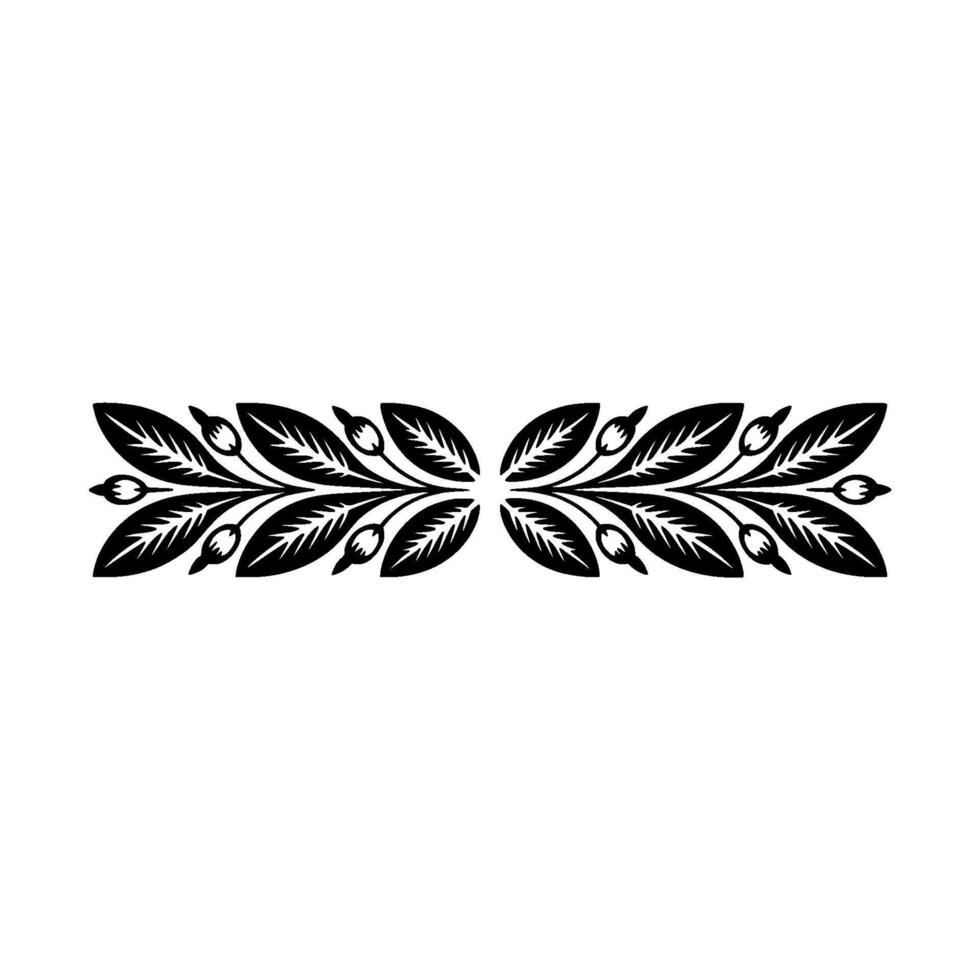 Minimalist Botanical Border Element Black Leaves Berries on White vector
