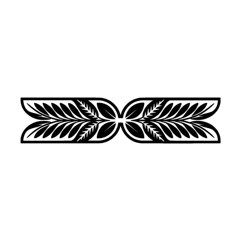 Decorative Botanical Border Element Black Leaves on White Background vector