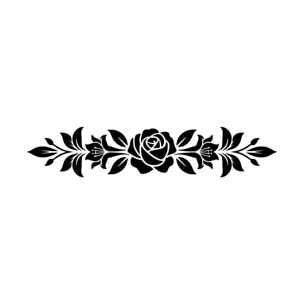 Elegant Black Floral Ornament, Silhouette , Minimalist Decorative Element vector