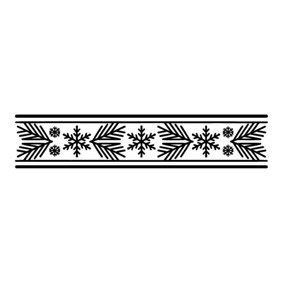 Minimalist Winter Border Snowflakes Evergreen Branches vector