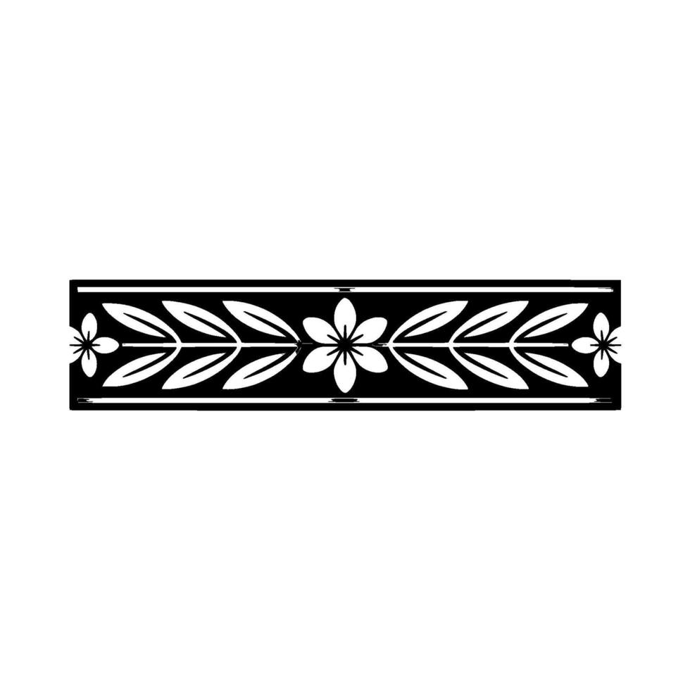 Elegant Floral Border , Black and White, Minimalist Decorative Element vector