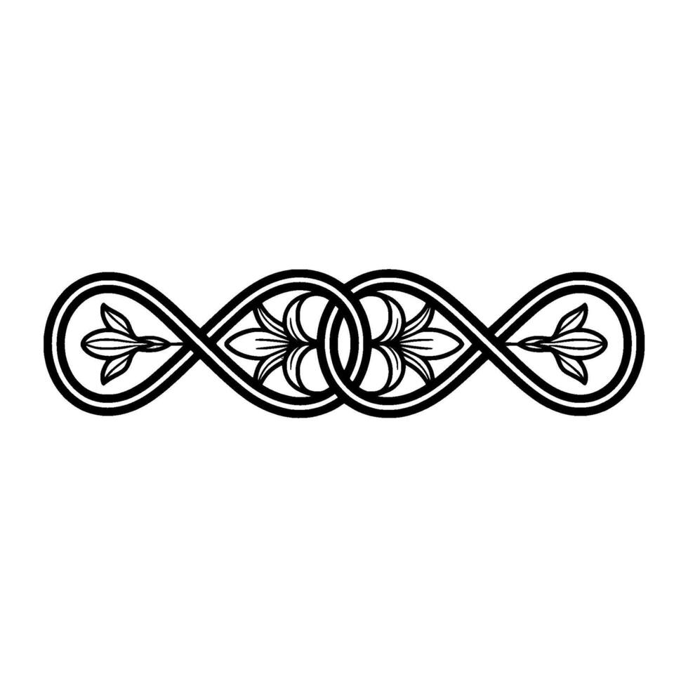 Ornamental Floral Infinity Pattern in Black White vector