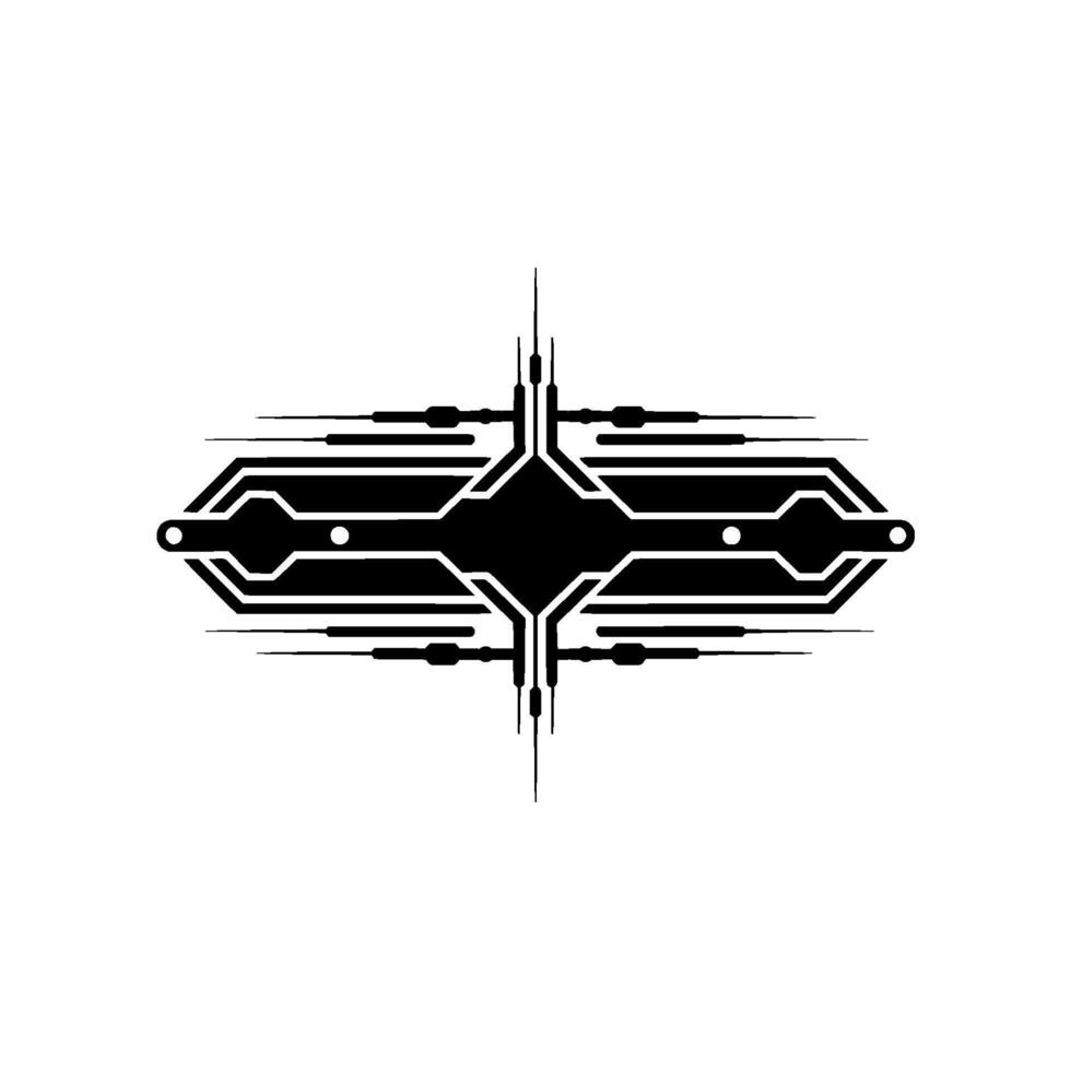 Minimalist Tech Circuit Black White vector