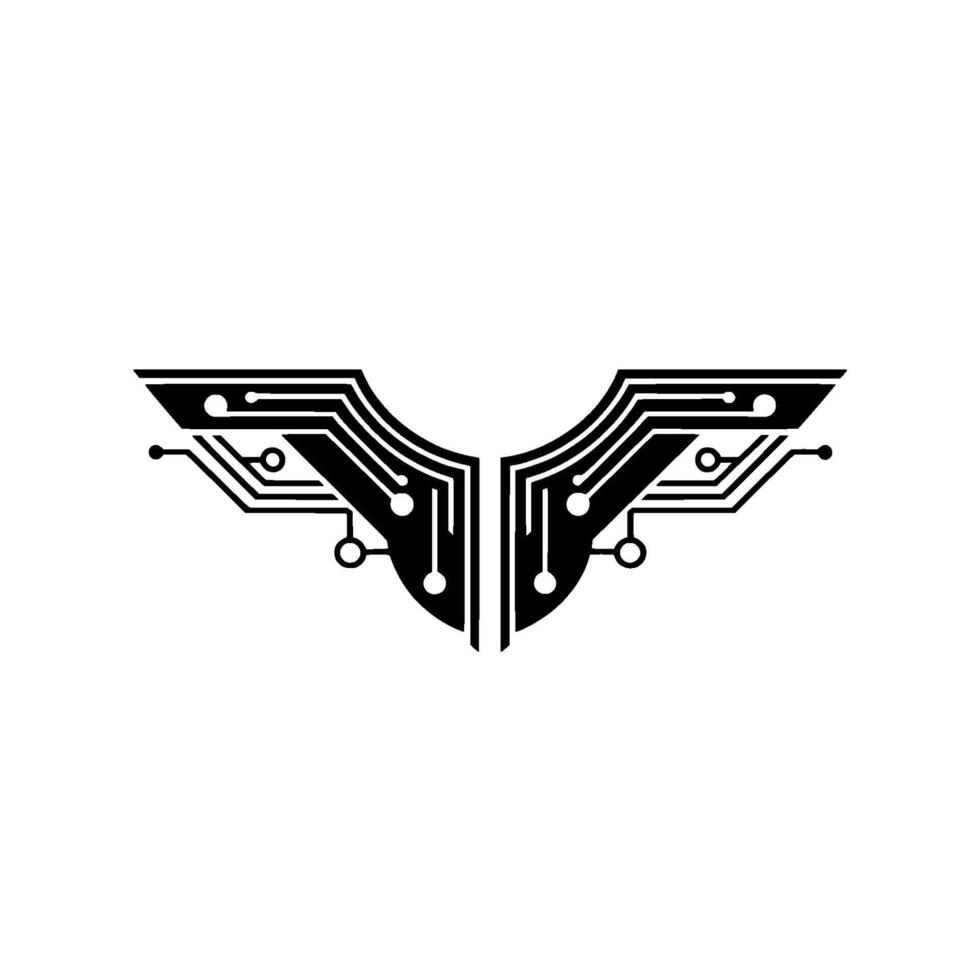Abstract Circuitry Emblem, Tech , Minimalist Monochrome vector