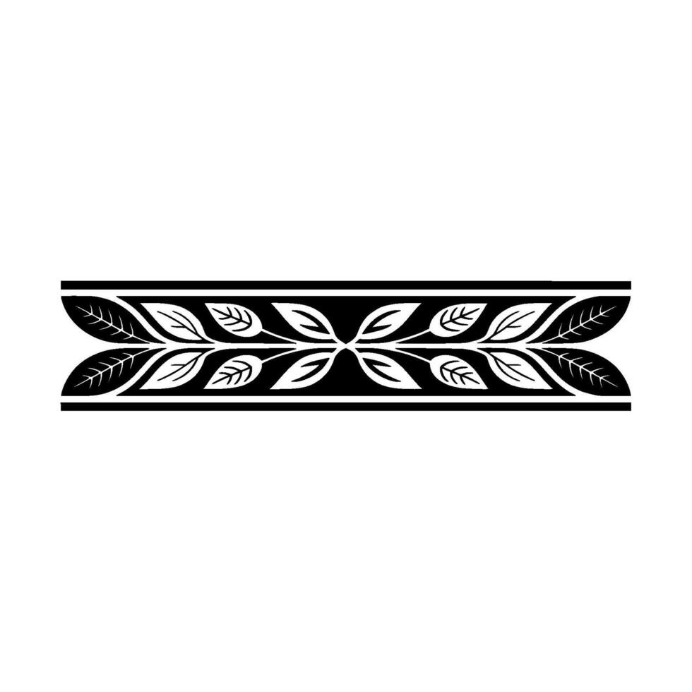Black and White Leaf Pattern Border , Minimalist Decorative Element vector