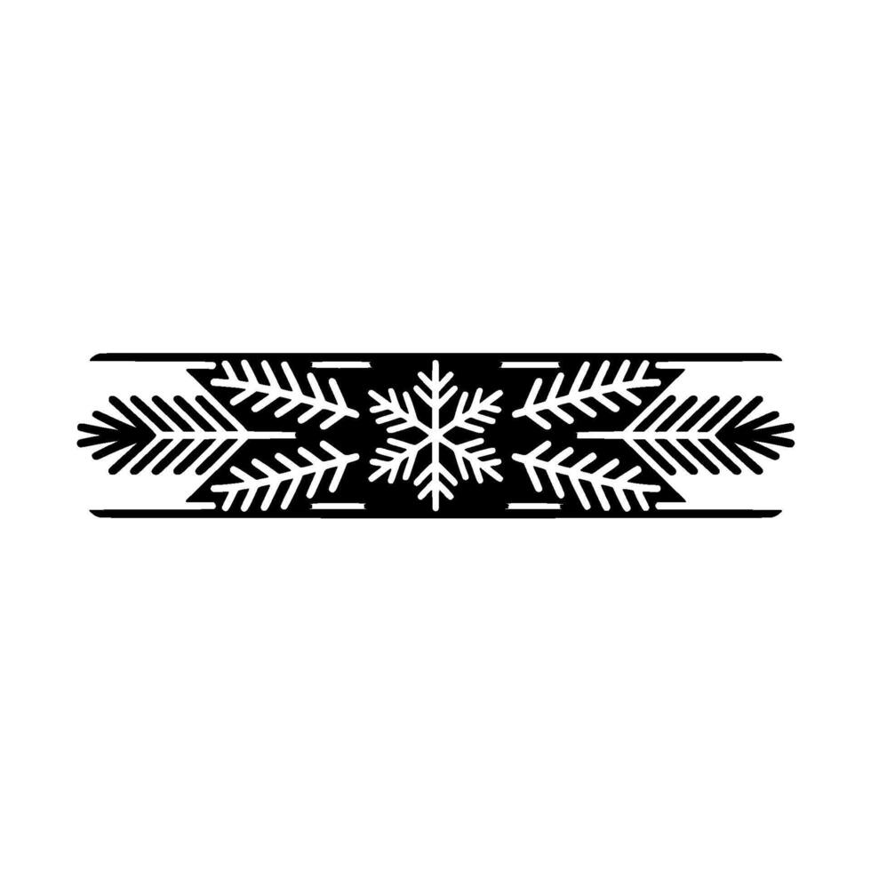 Minimalist Winter Snowflake Ornament Border, Black White vector