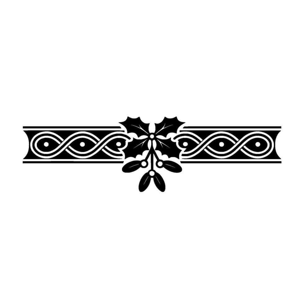 Black and White Christmas Border with Holly and Mistletoe vector