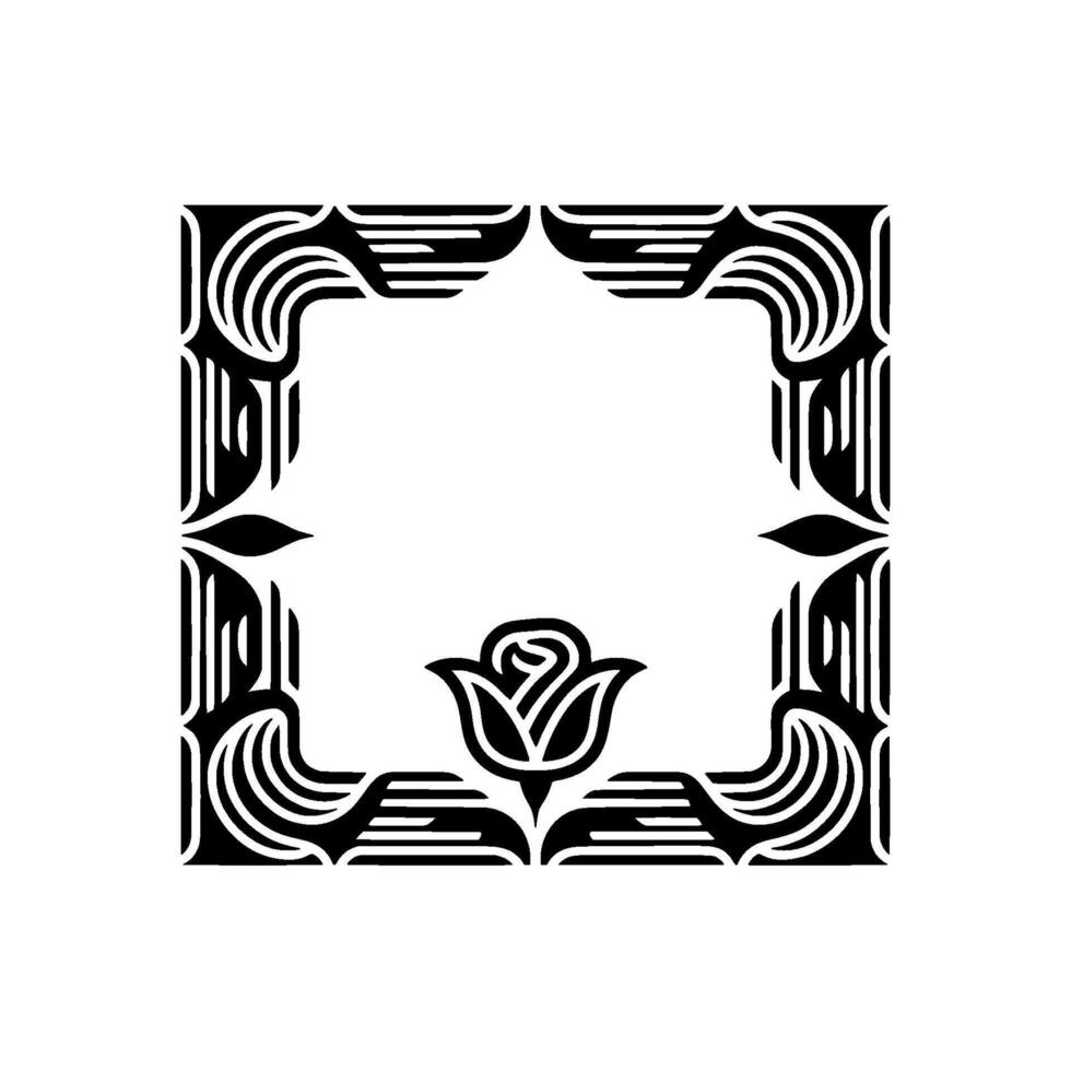 Elegant Rose Frame in Black and White Art Deco Style vector