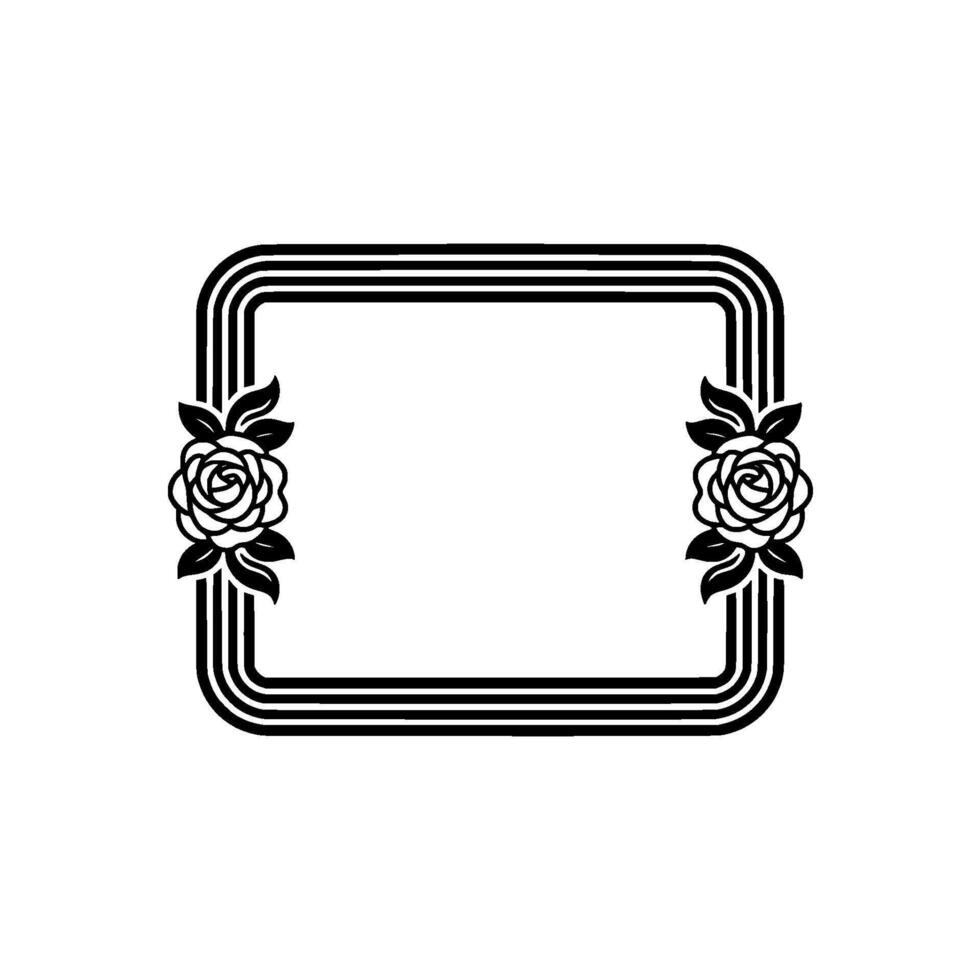 Elegant Floral Frame with Roses, Minimalist on White Background vector