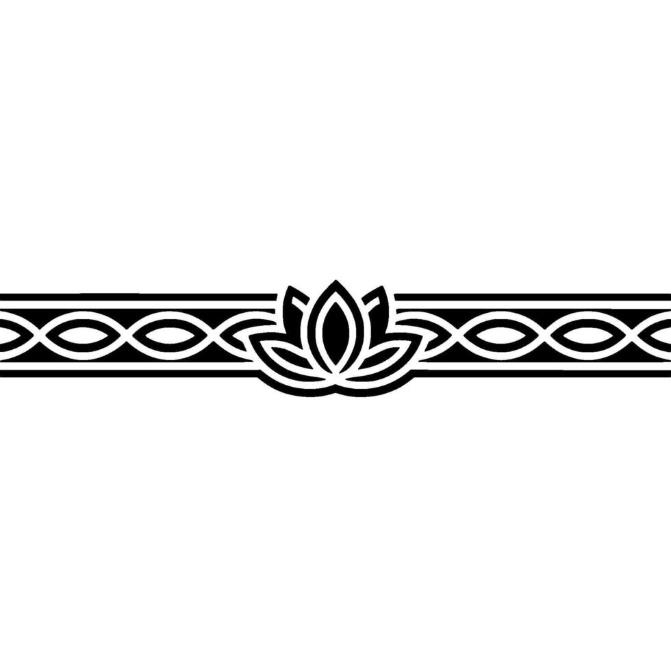 Elegant Lotus Border in Black and White, Minimalist Style vector