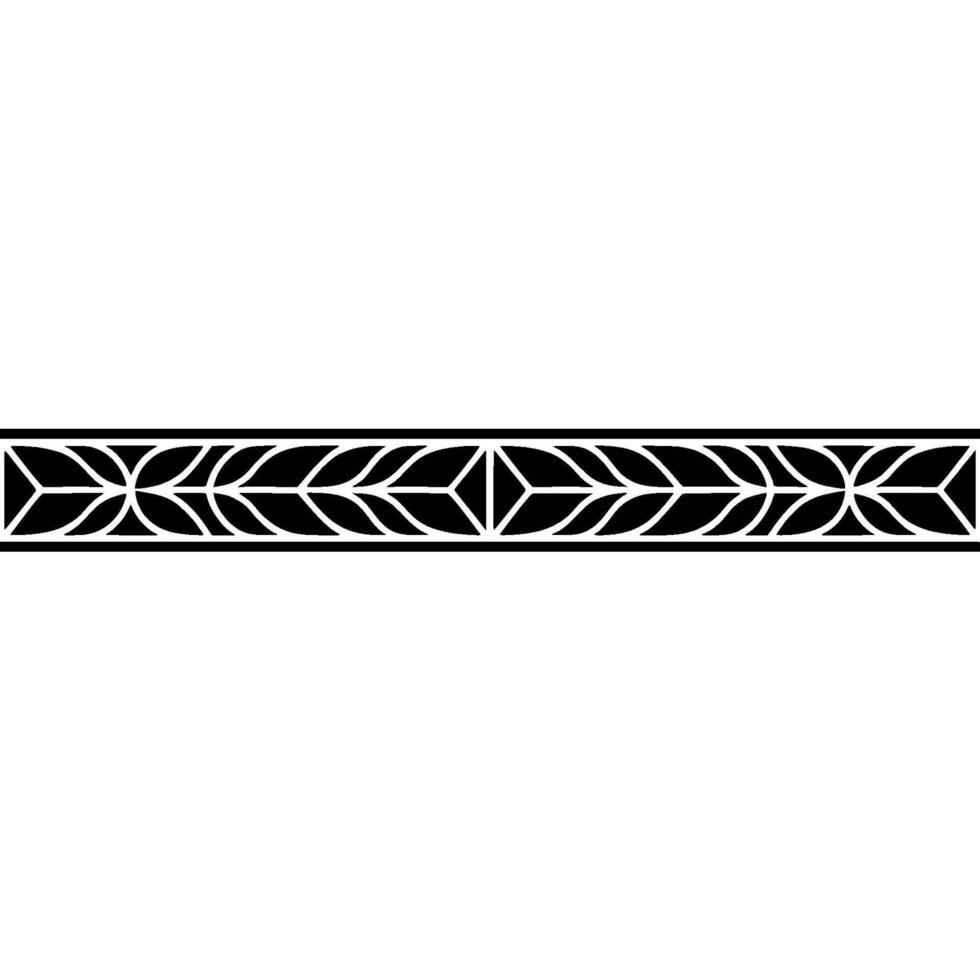 Geometric Leaf Motif Border, Black and White Pattern on Neutral Backdrop vector