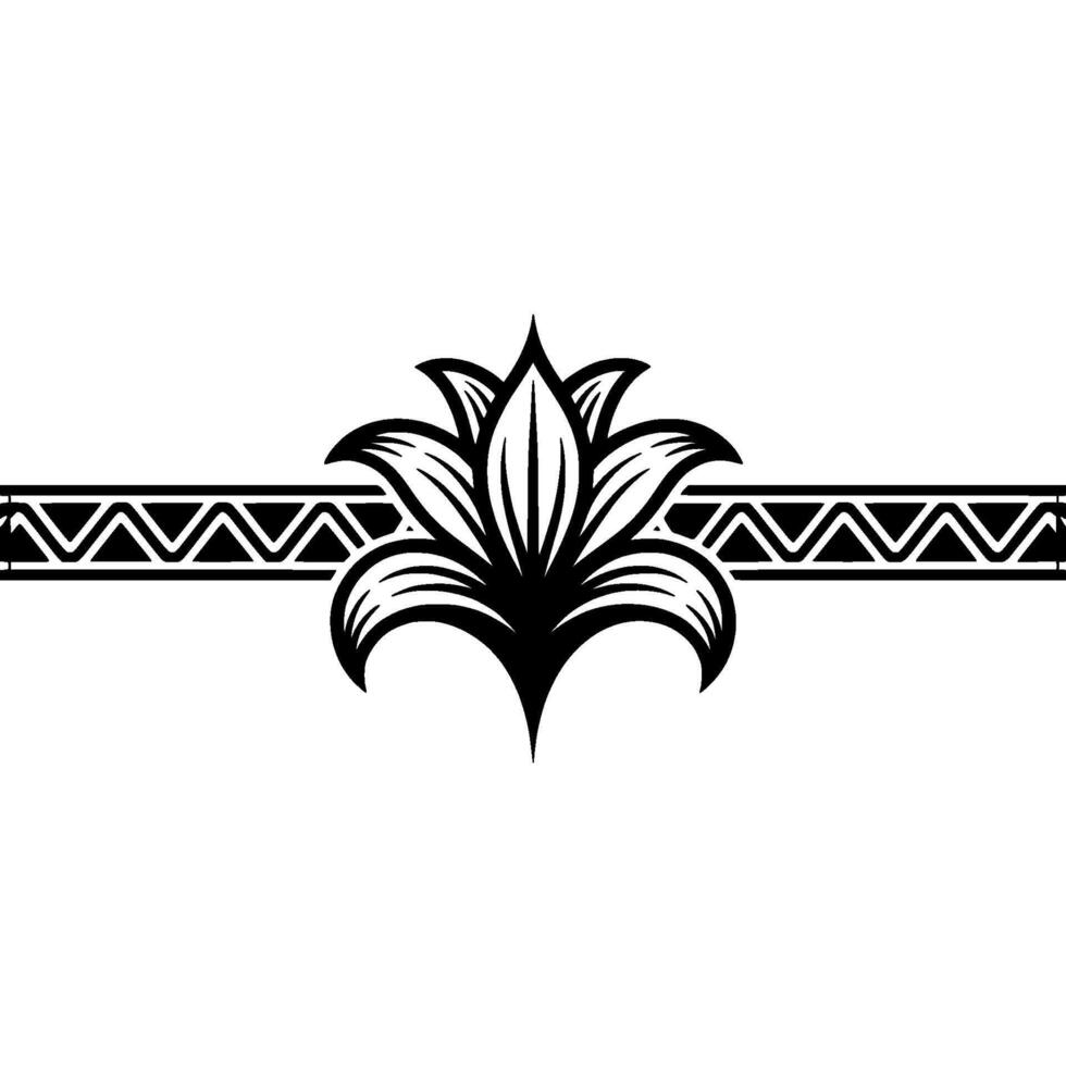 Elegant Floral with Geometric Border in Black and White vector