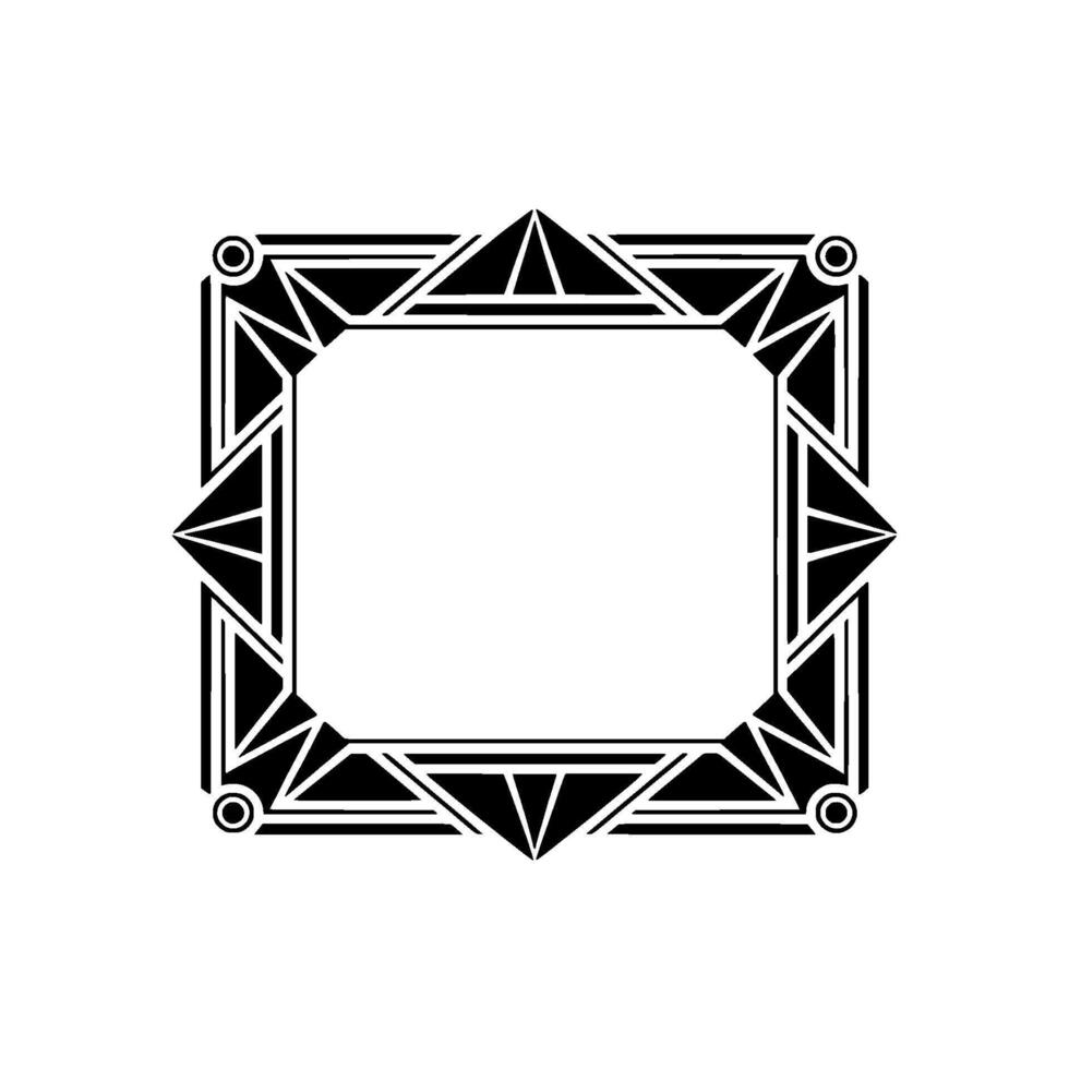 Art Deco Geometric Frame, Black White, Decorative Border vector