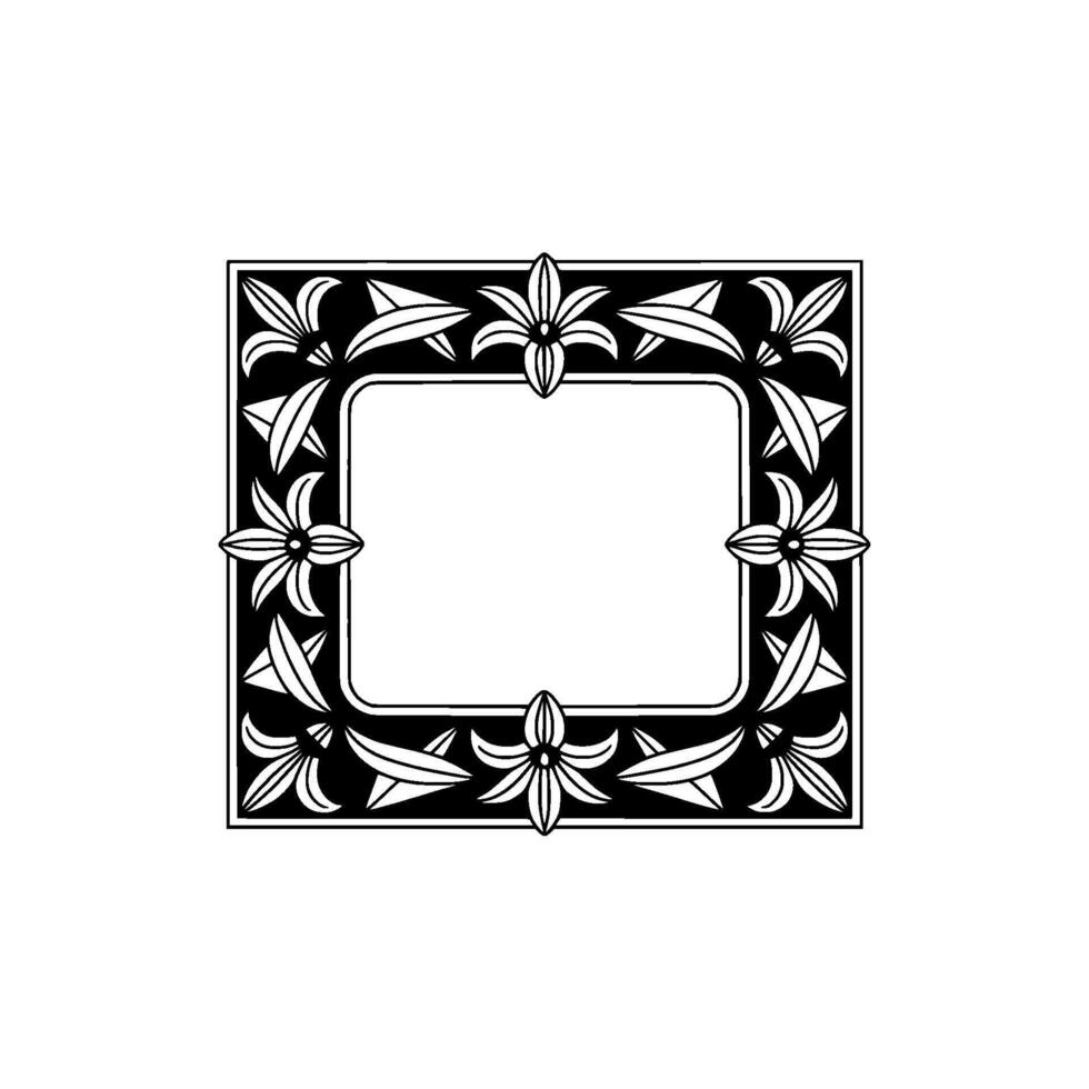 Elegant Black and White Floral Frame with White Space vector