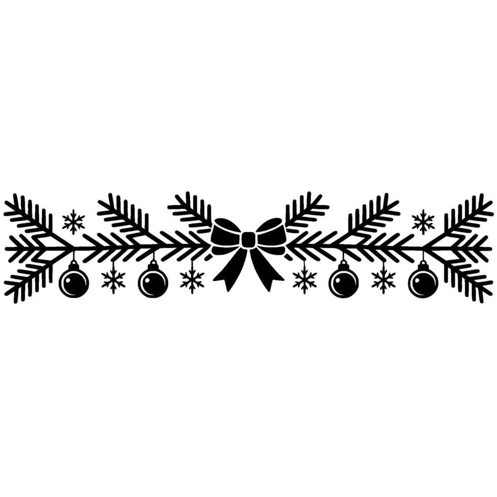 Minimalist Christmas Garland Silhouettes on White Background vector