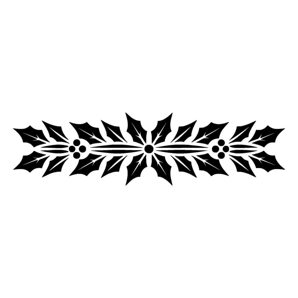Black Holly Border, Minimalist Christmas Decoration, vector