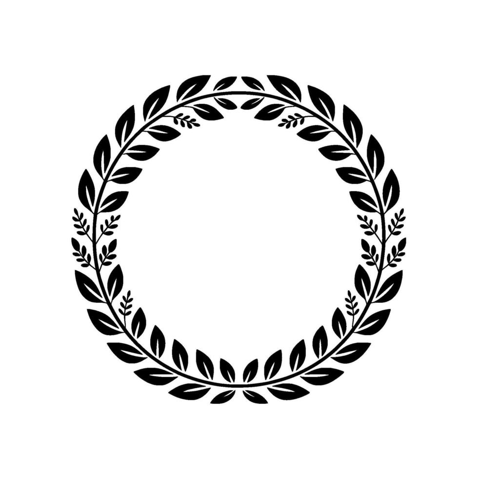 Black Leaf Wreath on Gray Elegant Circular Frame for Designs vector