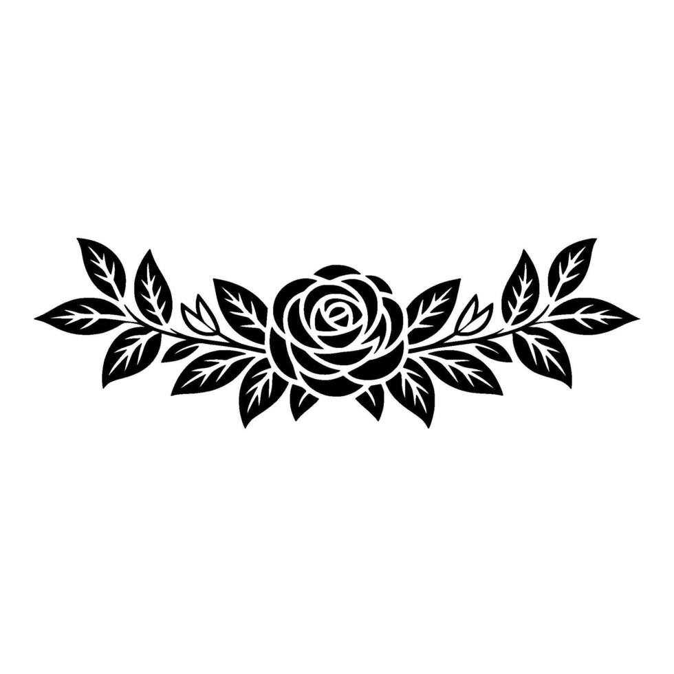 Elegant Black Rose and Leaves Floral Element vector