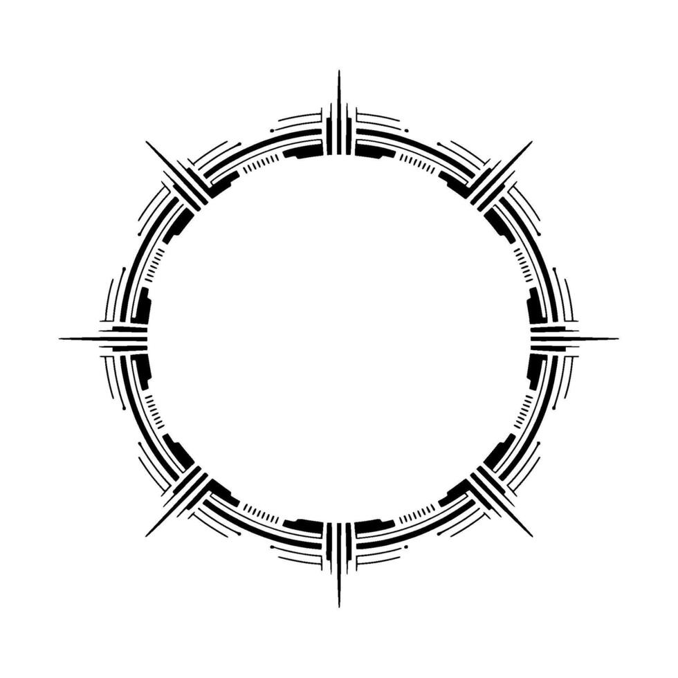Geometric Tech Frame Art Deco Circle with Minimalist vector