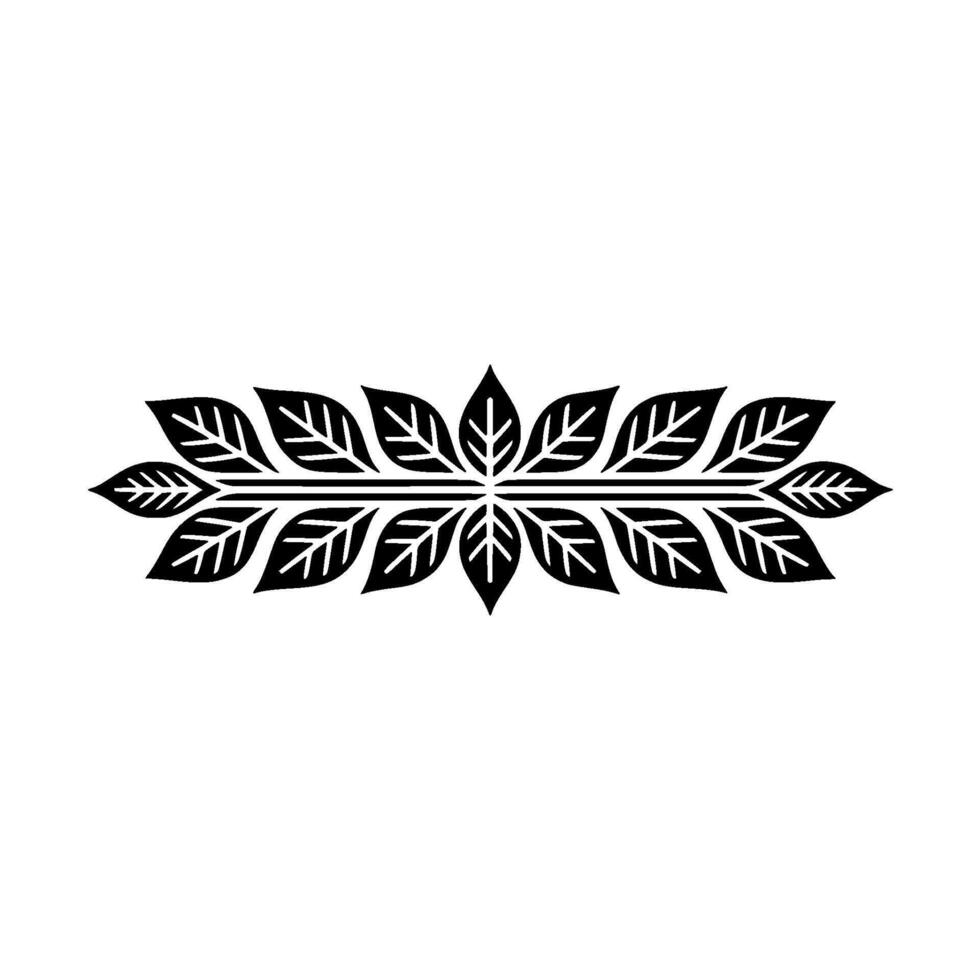 Minimalist Foliage Border Element, Black and White, vector