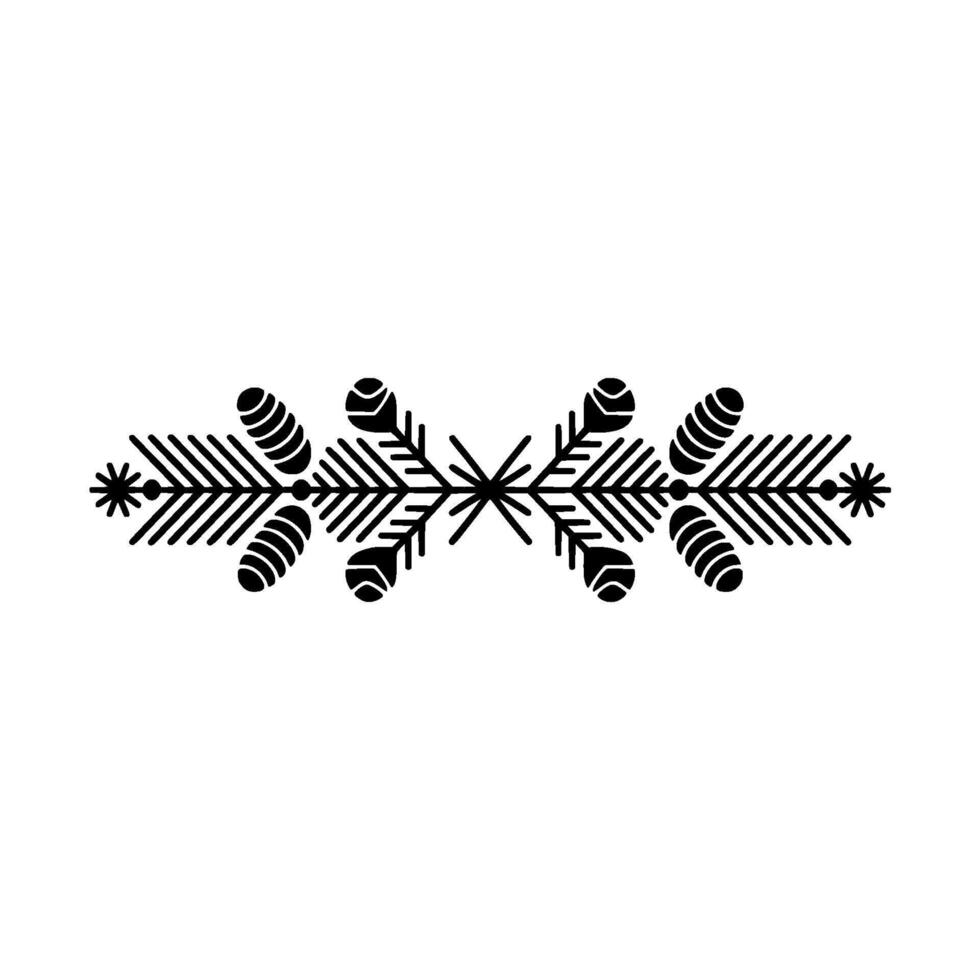 Minimalist Black Fir Branch Ornament on White Background vector