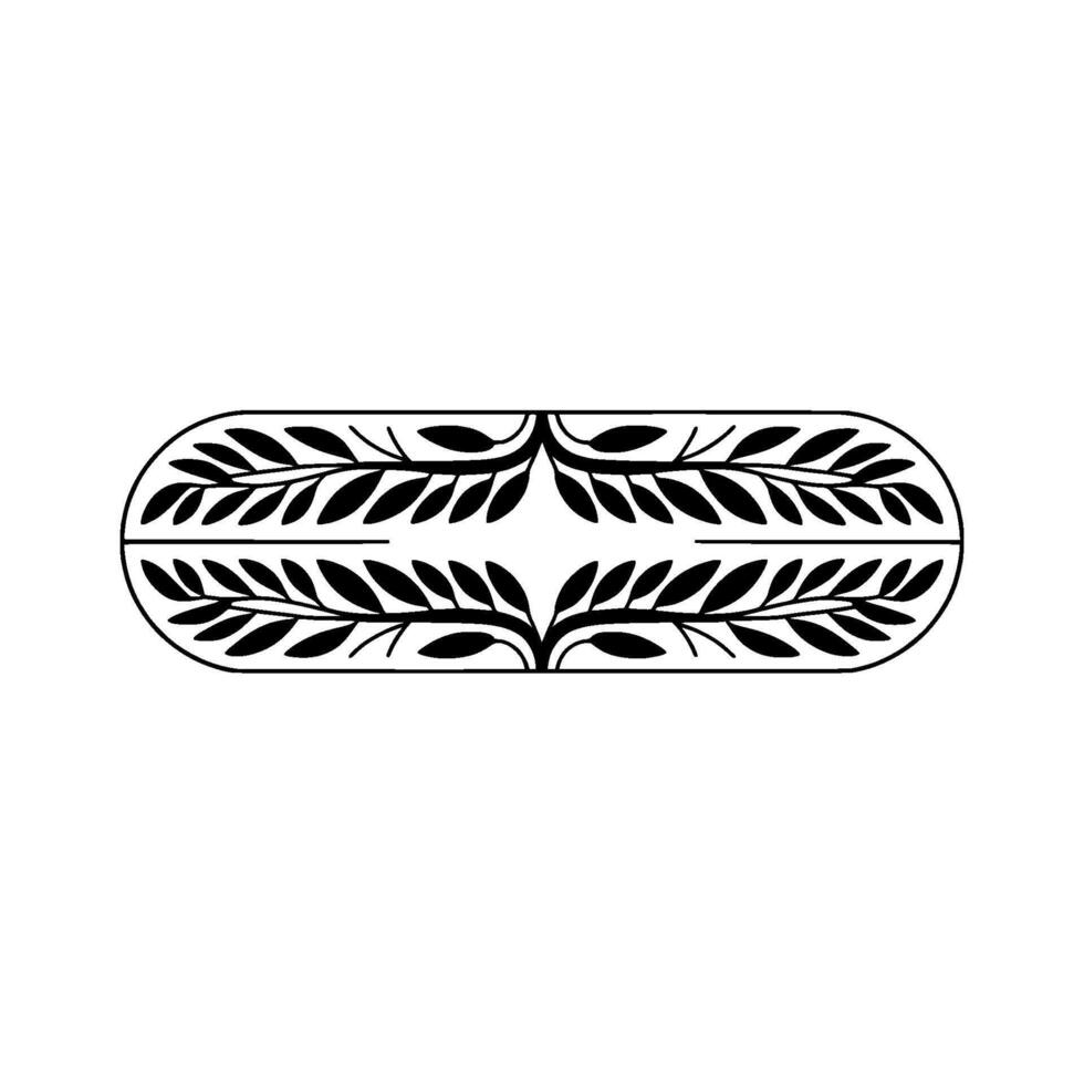 Elegant Black Leafy Oval Border, Minimalist , Decorative Element vector
