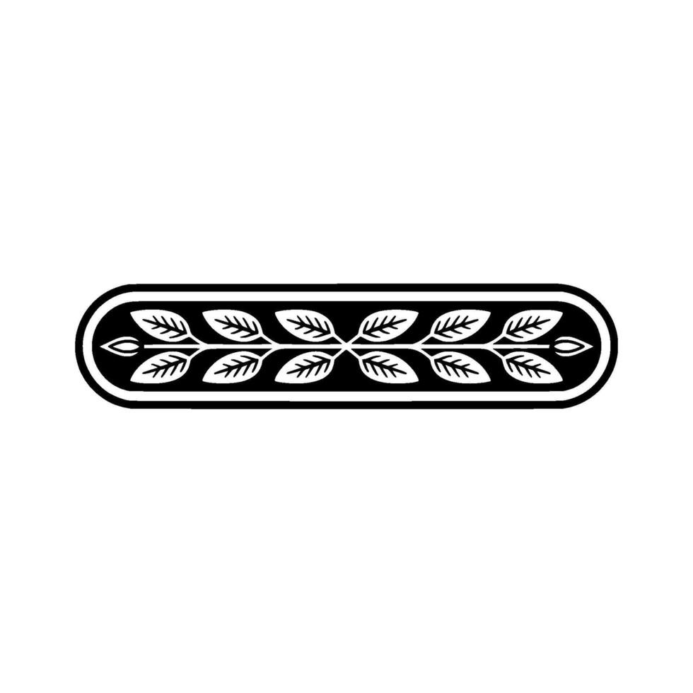 Ornate Leafy Border Element, Black White Minimalist Style vector