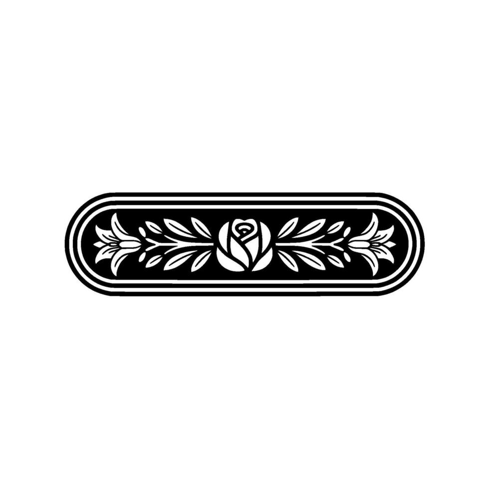 Elegant Black and White Floral Border Element Rose, Lilies, Leaves vector