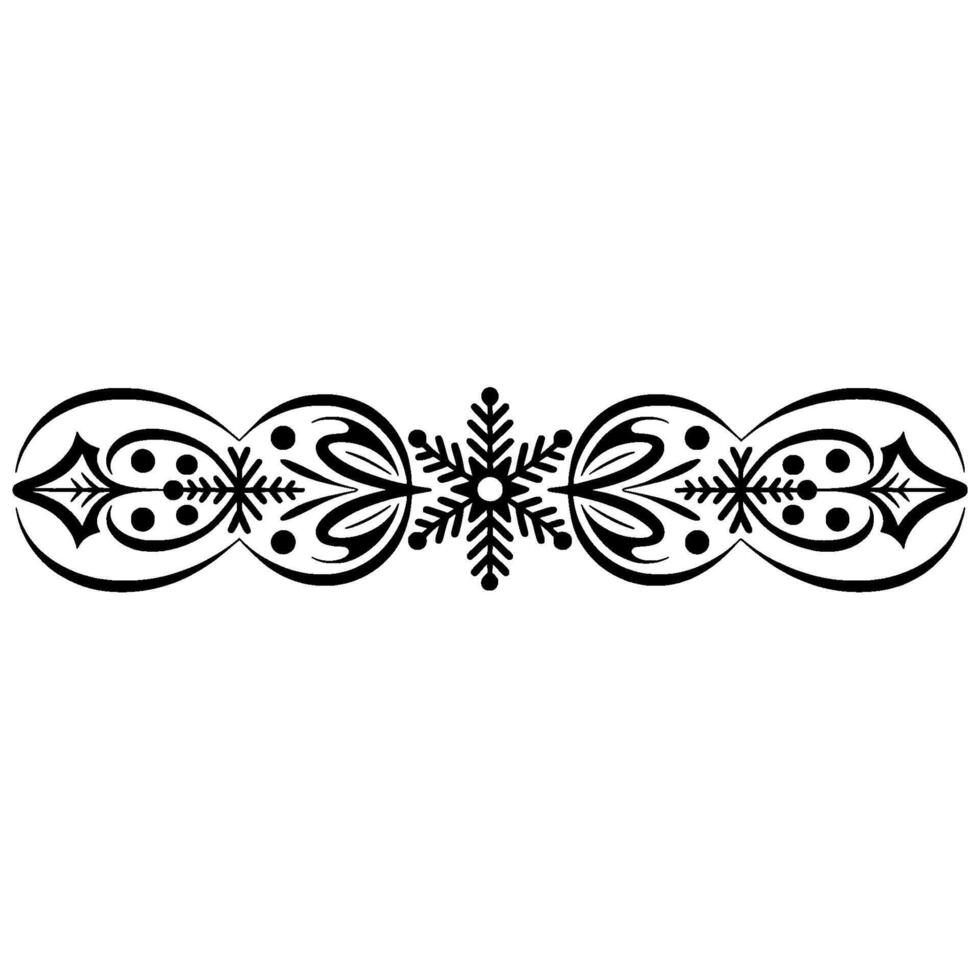 Elegant Winter Snowflake Border in Black White, Decorative Element vector